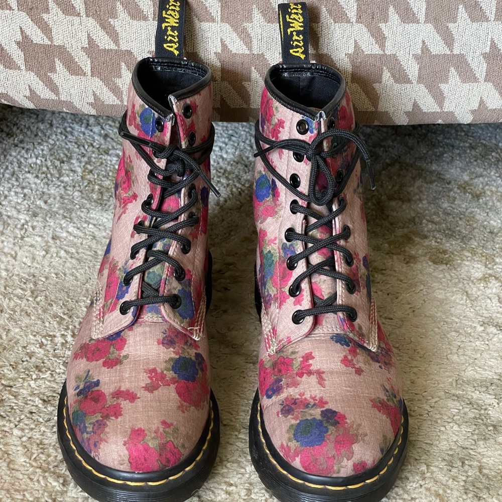 Dr. Martens Pink Floral Combat Boots